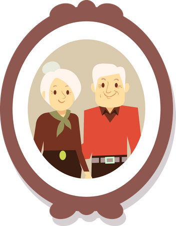 Couple de personnes âgées dans un cadre photo  Illustration