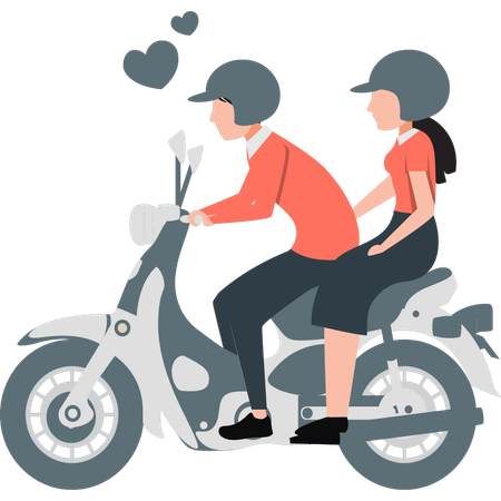 Un couple va faire un long trajet en voiture  Illustration