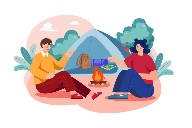 Couple allant au camping le jour de la femme  Illustration