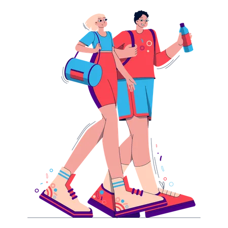 Couple, aller à la salle de sport  Illustration