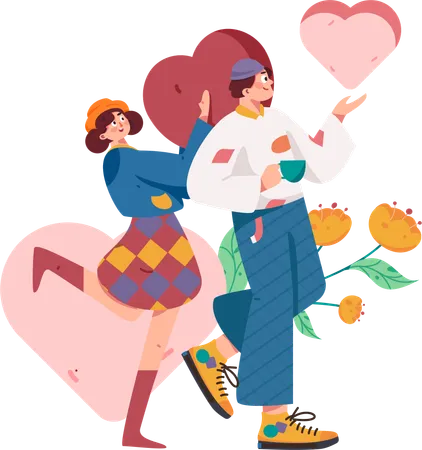 Couple amoureux  Illustration