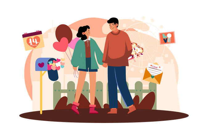 Couple amoureux  Illustration