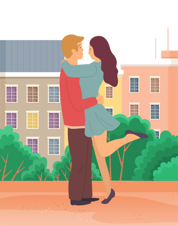 Couple amoureux s'embrassant  Illustration