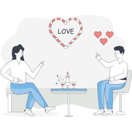 Couple amoureux s'embrassant entouré de cœurs et de couleurs douces symbolisant la romance et l'affection  Illustration