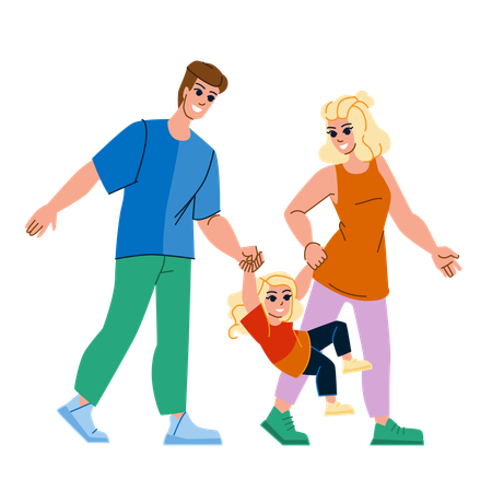 Couple and kid spending time together  Illustration