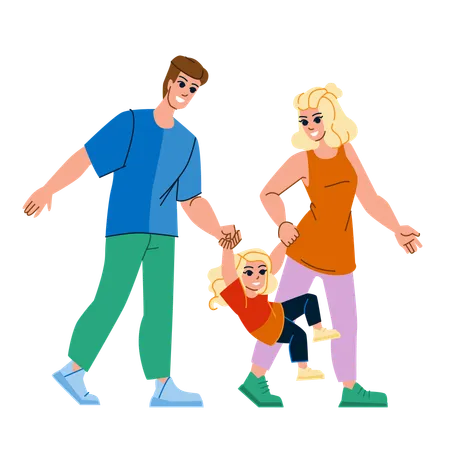 Couple and kid spending time together  Illustration