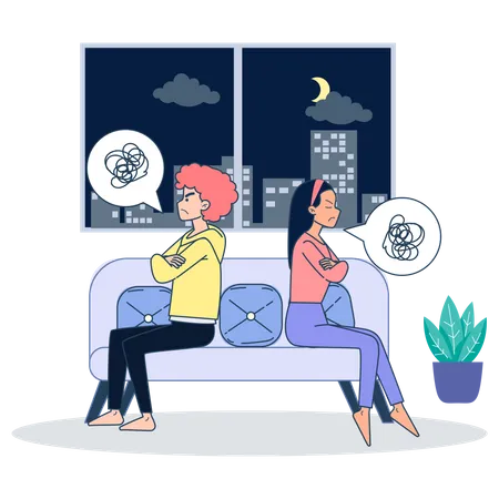 Couple angry with each other Illustration