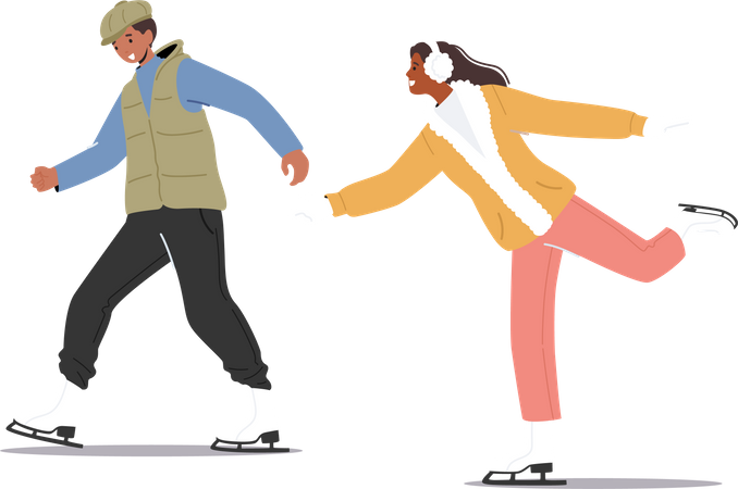 Couple appréciant le patinage sur glace  Illustration