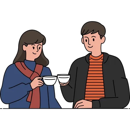 Couples appréciant le café ensemble  Illustration