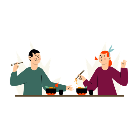 Couple savourant un dîner de sushis  Illustration