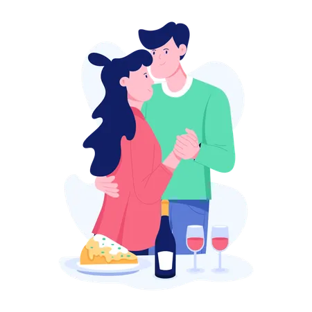 Couple profitant d'un dîner en amoureux  Illustration