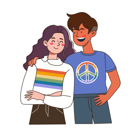 Un couple aime la communauté LGBTQ  Illustration