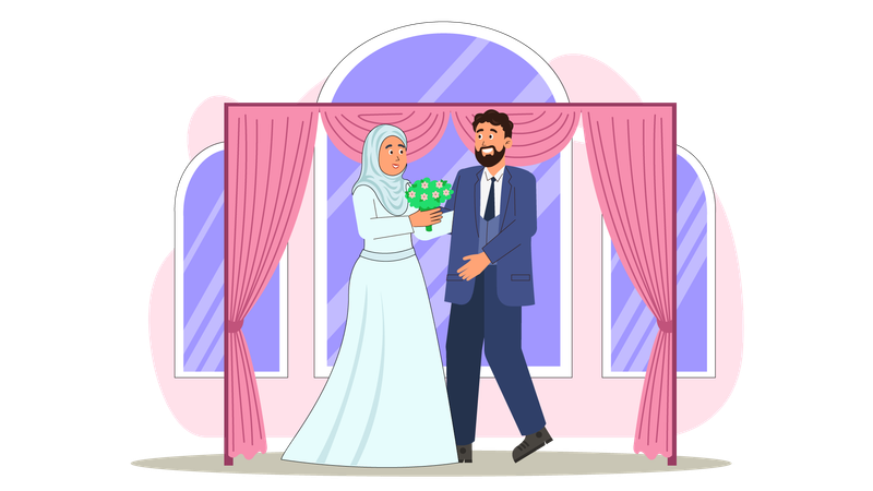 Couple arabe debout ensemble  Illustration