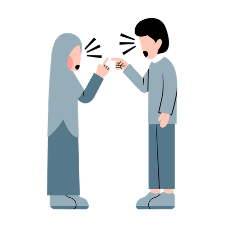 Couple arabe se disputant  Illustration