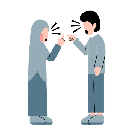 Couple arabe se disputant  Illustration