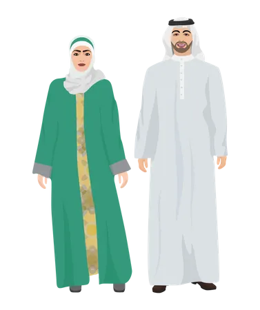 Couple arabe en tenue traditionnelle  Illustration