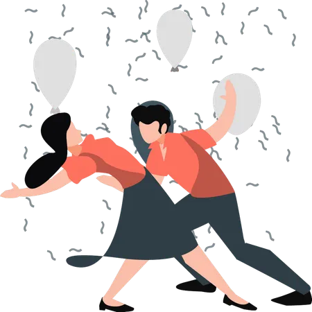 A Boy And A Girl Are Dancing Illustration