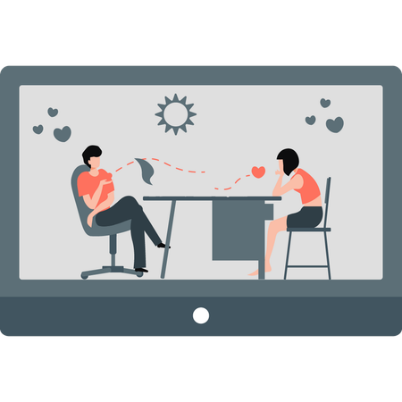Couple are dating online  Illustration