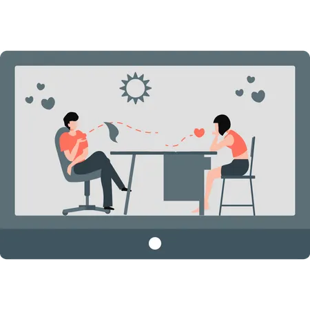 The Boy And Girl Are Dating Online Illustration