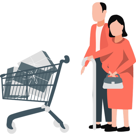 Couple are doing shopping  Illustration