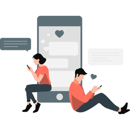 Couple are having online love chat  Illustration