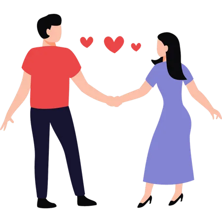 Couple are holding hands Illustration
