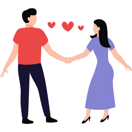 Couple are holding hands  Illustration