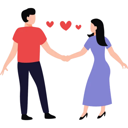 Couple are holding hands  Illustration