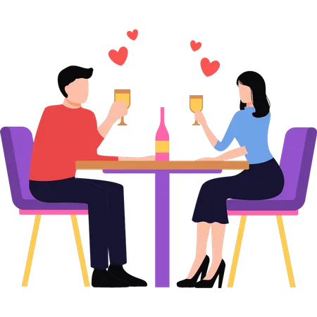 Couple are on a date  Illustration