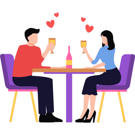 Couple are on a date  Illustration