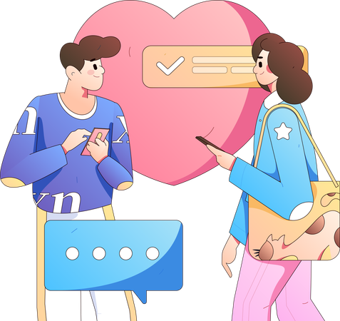 Couple are sending love messages  Illustration