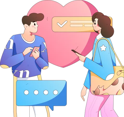 Couple are sending love messages  Illustration