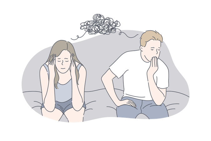 Couple are trying to solve their differences  Illustration