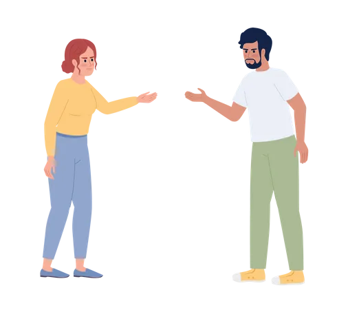 Couple Arguing All Time Over Small Things Semi Flat Color Vector Characters Editable Figures Full Body People On White Simple Cartoon Style Spot Illustration For Web Graphic Design And Animation Illustration