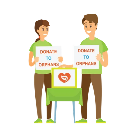 Couple asking for donation to orphans Illustration
