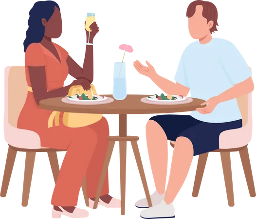 Couple assis à table au restaurant  Illustration