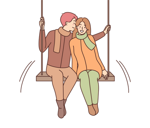 Couple assis sur une balançoire  Illustration