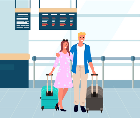 Couple at airport  イラスト