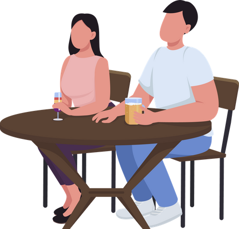 Couple at bar Illustration