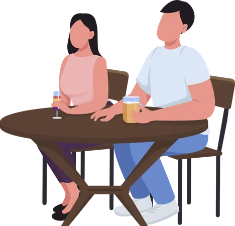 Couple at bar  Illustration