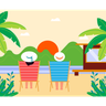 free couple at beach illustrations