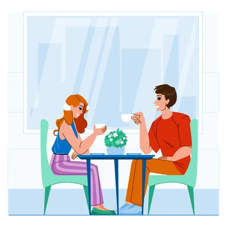 Couple at cafe  Illustration