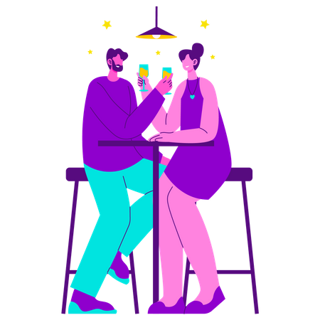 Couple at Dinner date  Illustration