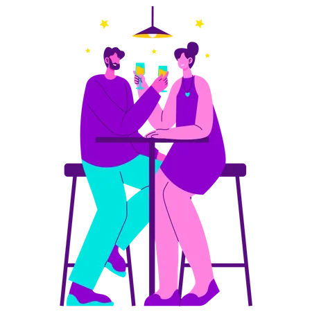 Couple at Dinner date  Illustration