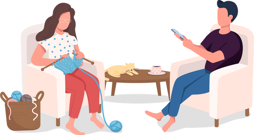 Couple at home resting  Illustration