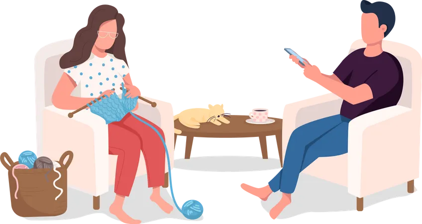Couple at home resting  Illustration