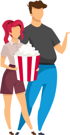 Couple at movie date Illustration