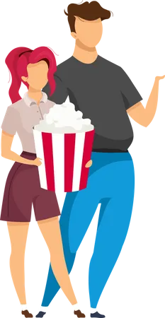 Couple at movie date  Illustration