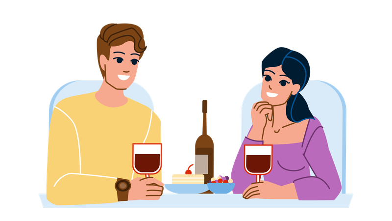 Couple at restaurant  Illustration