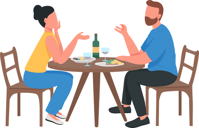Couple at Romantic Dinner  Illustration